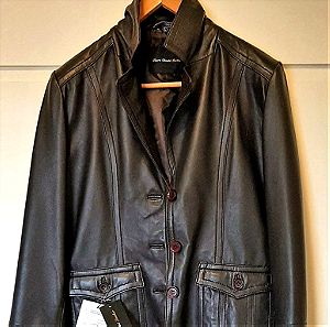 Γυναικείο δερμάτινο - nappa - jacket Γερμανικό της Laura Donini, Large με μεσάτη γραμμή, σκούρο καφέ, ολοκαίνουργιο αφόρετο του κουτιού, με τις ετικέτες του, εξωτερικές & εσωτερική με φερμουάρ τσέπη.