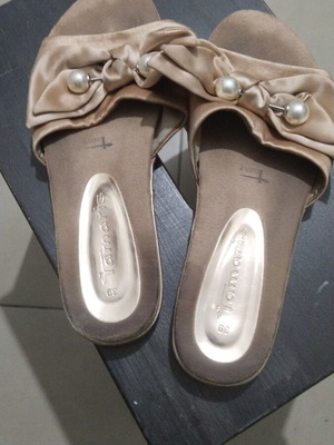 Tamaris women's slippers, pink and gold
