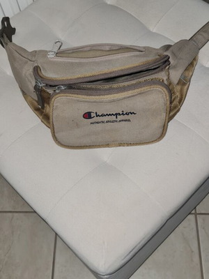 Champion waist bag used, beige with 3 zippered compartments