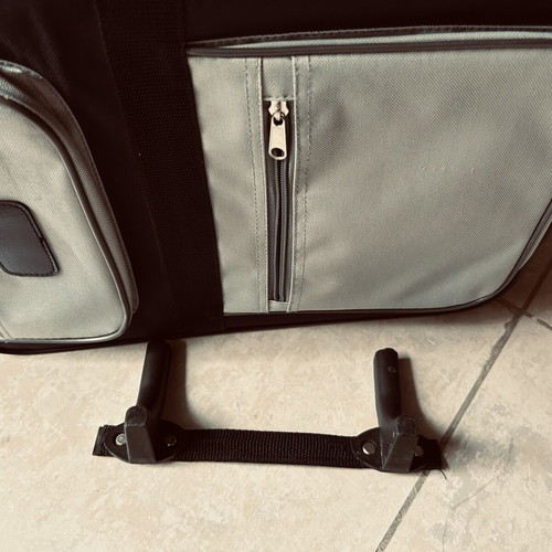Cabin suitcase new, dark blue and grey, small with wheels