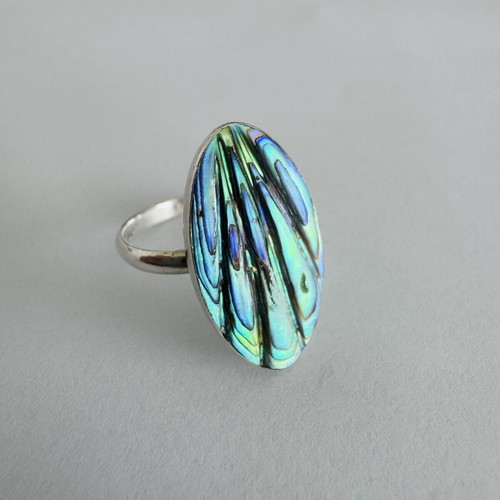 Vintage Ariki New Zealand Sterling Silver Paua Shell Ring like new