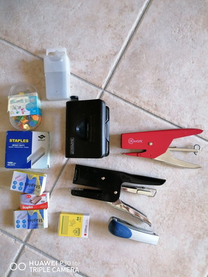 Office supplies set with staplers and accessories