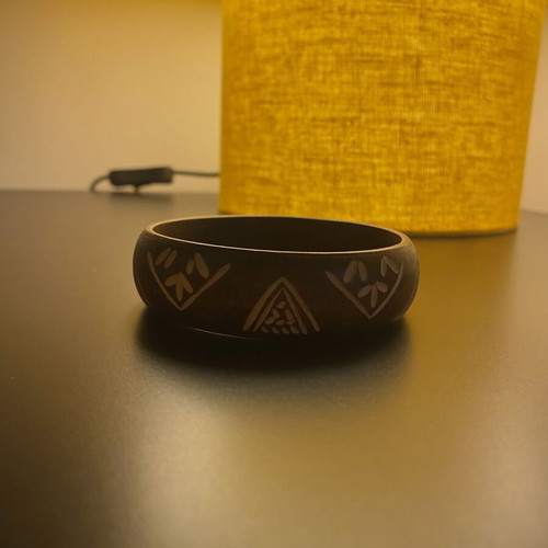 Wooden carved bracelet, brown, lightweight, Samos