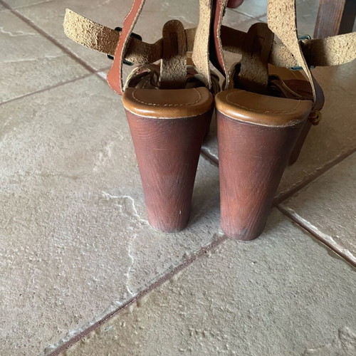 Migato platform sandals like new, size 40, brown with wooden heel