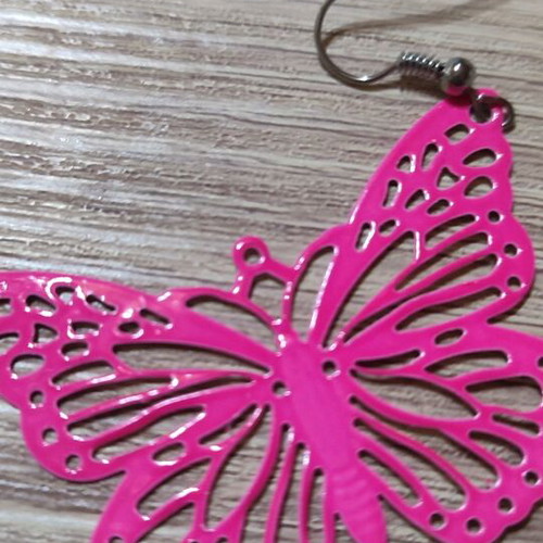 Hanging earrings new, metal 2.6x5 cm, pink