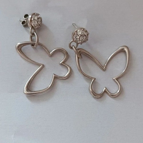 Folli Follie Butterfly Silver Earrings 925 like new with strass