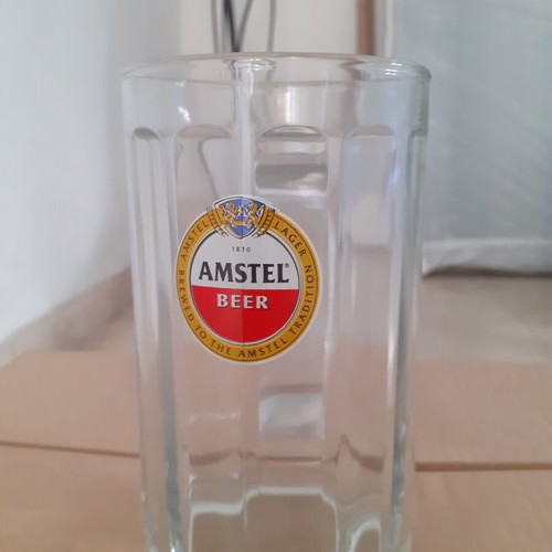 Amstel Beer Glasses set of 4, new, 500 ml thick glass with handle