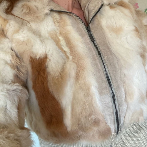Natural rabbit fur jacket like new, beige