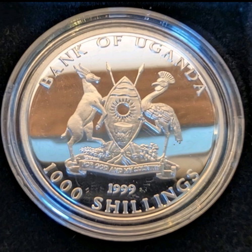 Uganda 1000 Shillings 1999 Sydney 2000 Javelin silver proof coin new