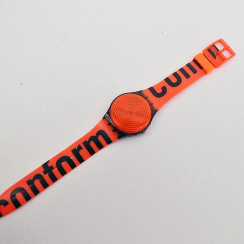 Swatch GM139 Conform vintage watch used, neon orange