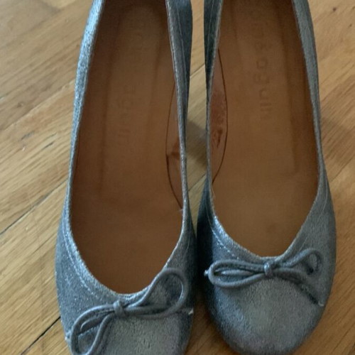 Ballerina shoes gray like new, leather, size 38