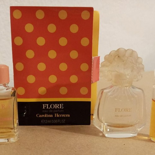 Flore and Keora collectible miniature perfumes used, set of 3