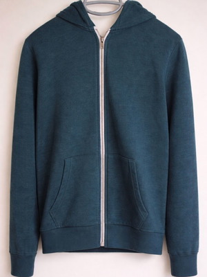 Bershka men's medium jacket used, green turquoise with hood and zipper