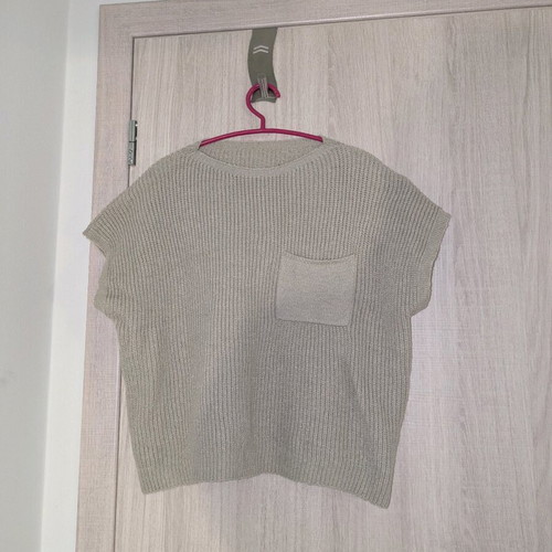 Knitted short-sleeve shirt like new, beige, sizes L and XL