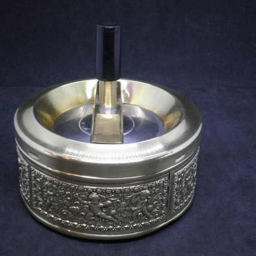 Antique Erhard closed ashtray used, brass made in Germany