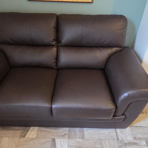 2-seater brown leatherette sofa
