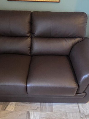 2-seater brown leatherette sofa