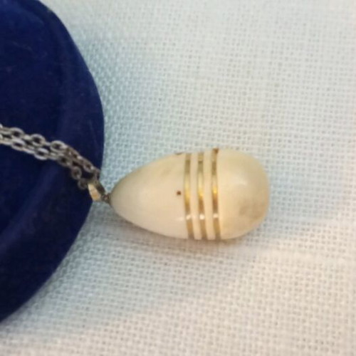 Silver necklace 925 teardrop pendant used with gold-plated details vintage