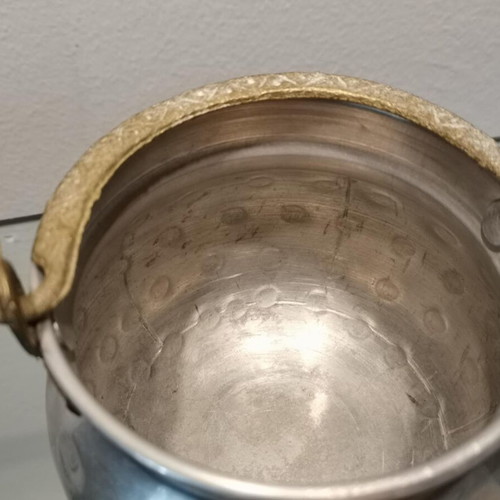Decorative vessel used, aluminum with brass handle