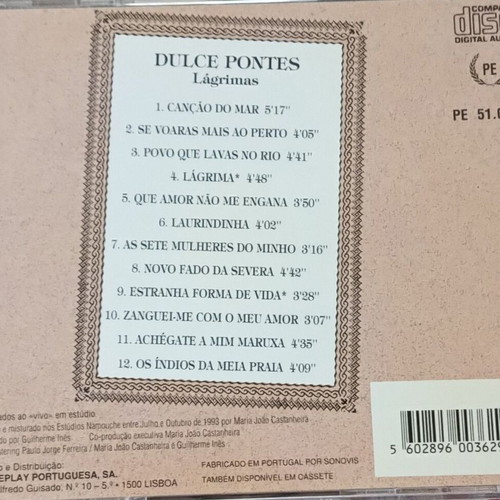 Dulce Pontes Lágrimas CD album like new