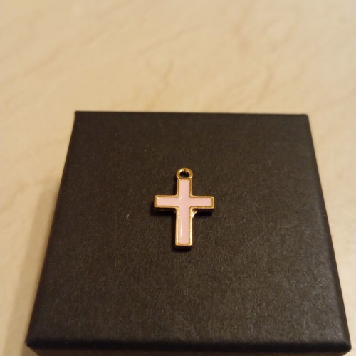Cross pendant like new, pink gold for necklace or bracelet
