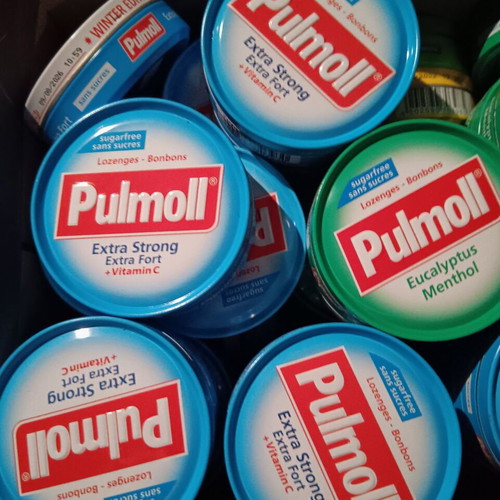Set of 10 empty metal boxes Pulmoll