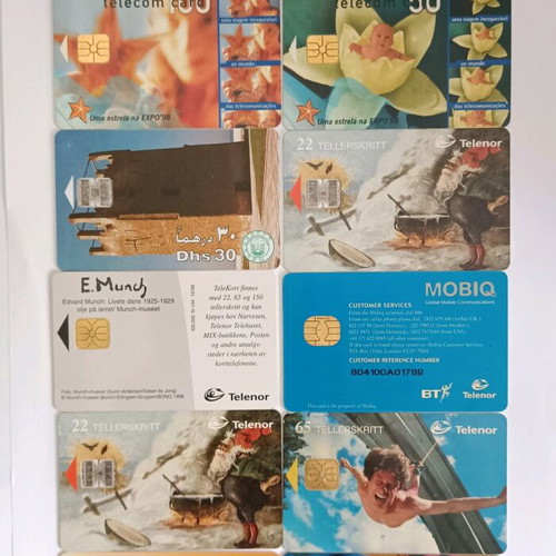Phone cards used, pack of 12 international
