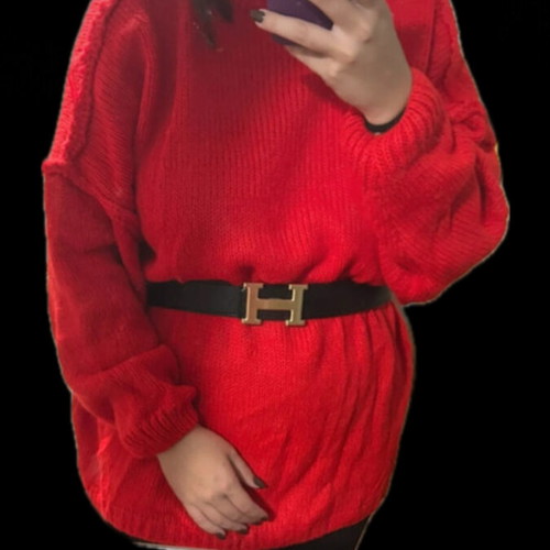 Thick knitted sweater new, red
