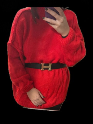 Thick knitted sweater new, red