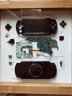 Sony PSP 3000 framed collectible like new, oak wood