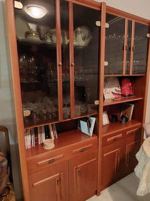 Wooden double unit with display cabinet used