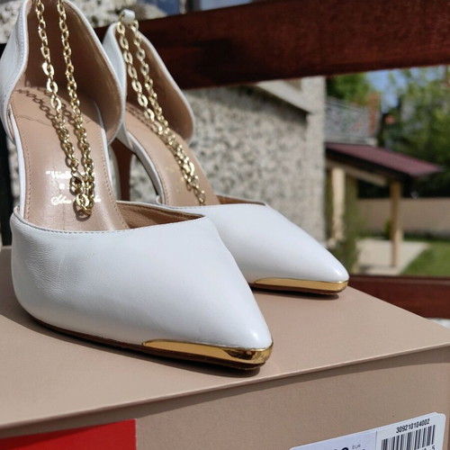 Women's high heels like new, white, size 40, genuine leather