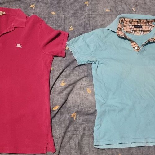 Burberry polo shirts like new, pack of 2, pink and turquoise, size XL