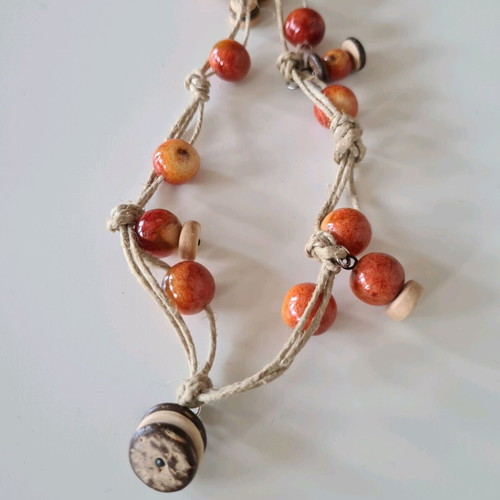 Handmade necklace like new with beads and stainless clasp