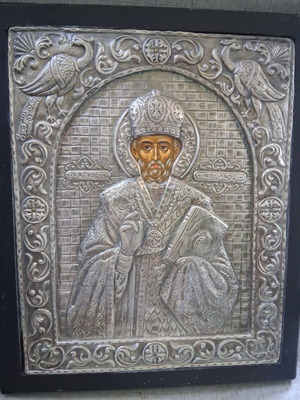 Silver icon of Saint Nicholas 950, like new, 28×22cm