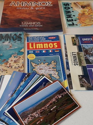 Lemnos books, maps, postcards and flyers used