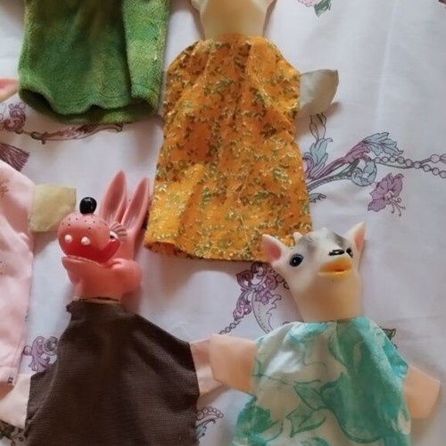 Puppets for puppet theater used, set