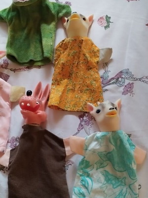 Puppets for puppet theater used, set