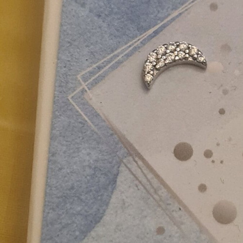 Silver moon-shaped earrings new with stones