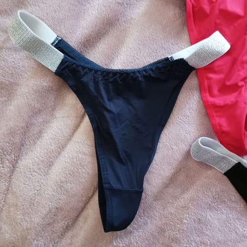 Women's string panties S/M new, black, red, blue, set of 3