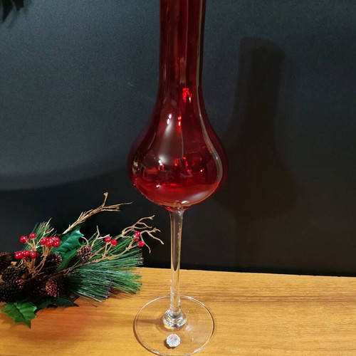 Ваза Empoli Cranberry Pink от италианско арт стъкло, нова