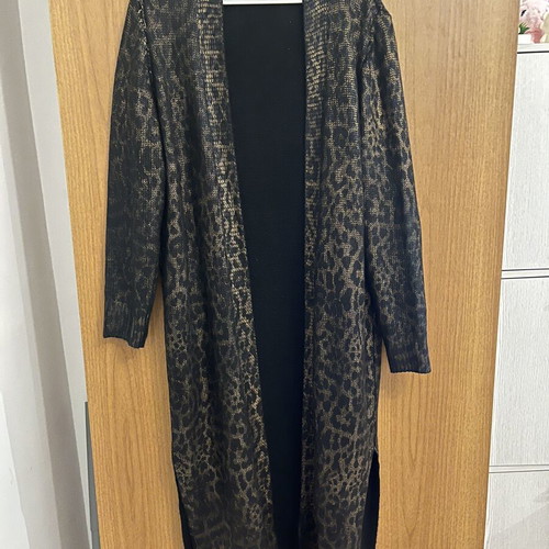 Ut Tropez long leopard kimono cardigan like new, black and brown