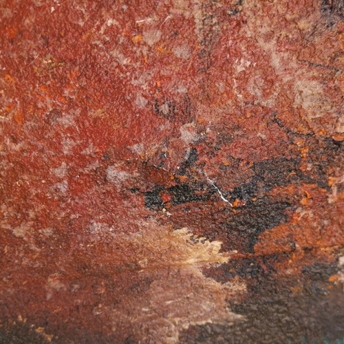Signed painting by F. Kappos used, modern abstract artwork with two figures