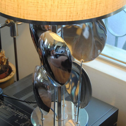Vintage Space Age lamp 1965 by Max Sauze, chrome, like new