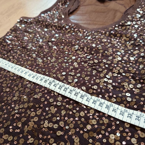 Toi&Moi sleeveless top with sequins size M like new, brown and gold