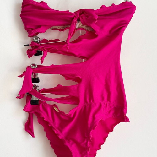 Luli Fama Hot Pink Cut Out Swimsuit XS like new