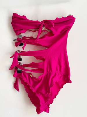Luli Fama Hot Pink Cut Out Swimsuit XS like new