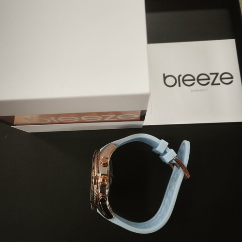 Breeze Chronograph Watch with Light Blue Textured Dial and Silicone Strap