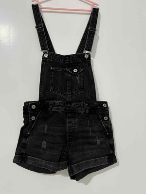 Women's black short denim salopette Bershka like new