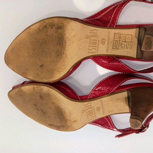 Esthisis leather sandals size 40 like new, red